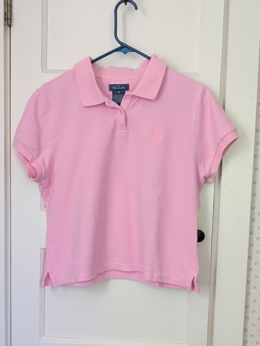 Faconnable Polo Shirt M Light Pink Preppy Clean Girl Light Academia Cropped